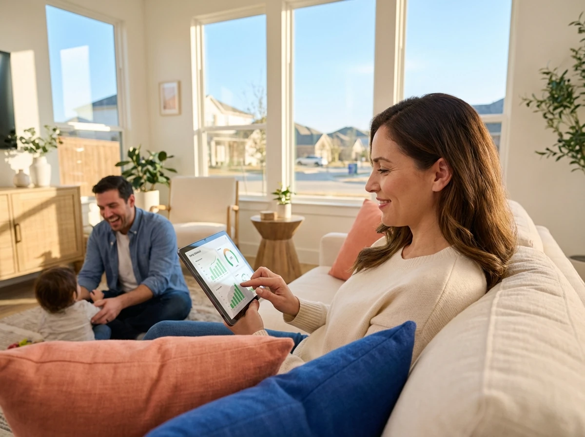 Energy monitoring dashboard on a tablet