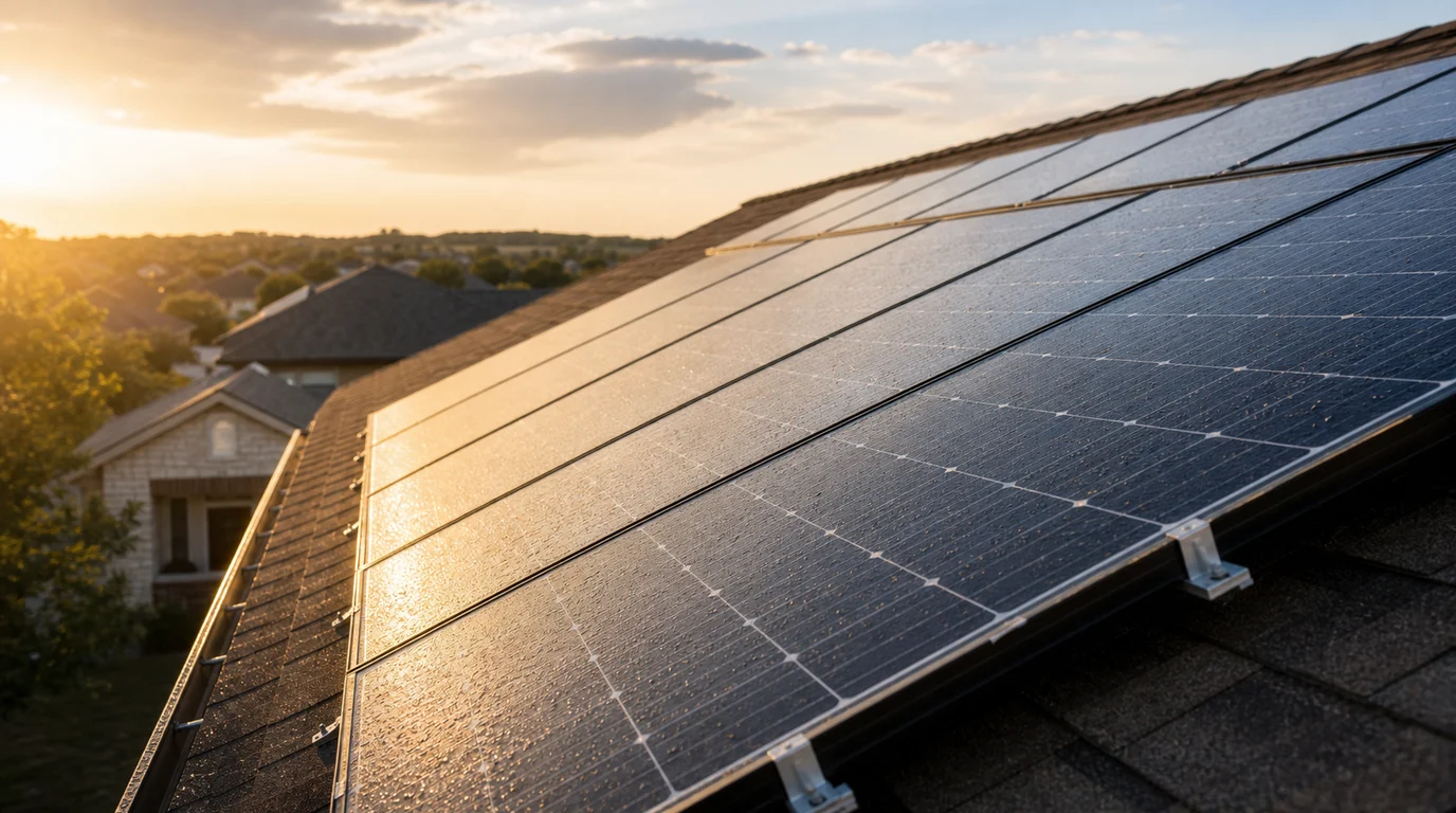 Solar panels exporting power to the grid