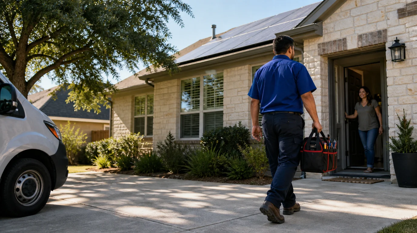 Service technician arriving at a home