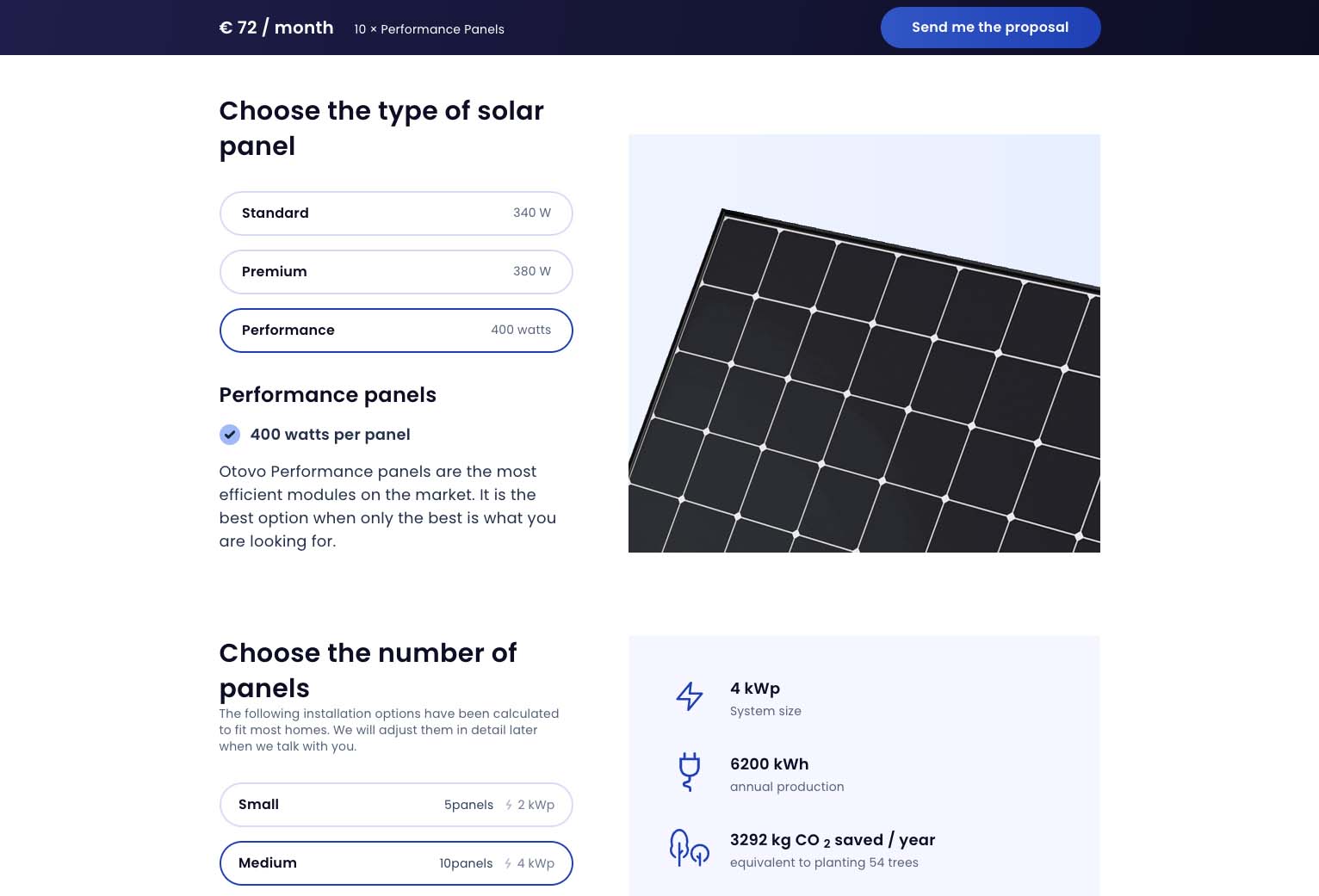 Solar calculation website example